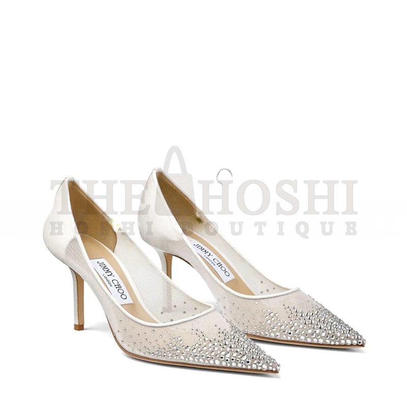 J1m*y Ch00 LOVE 65 WHITE MESH PUMPS WITH DÉGRADÉ CRYSTALS LOVE65NYT Master Quality